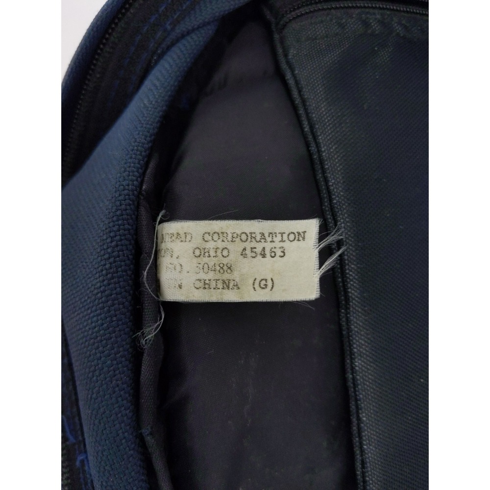 Vintage 90s Y2K Mead Five Star Backpack Navy Blue Brown Suede Bottom Bag - Picture 11 of 14